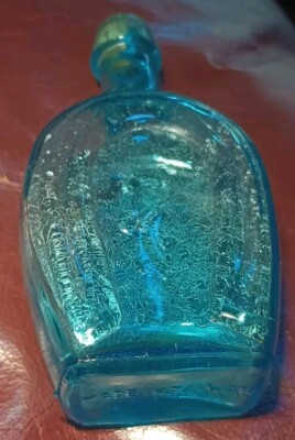 Vintage Blue Horseshoe Bitters Bottle, John Adams President 1797
