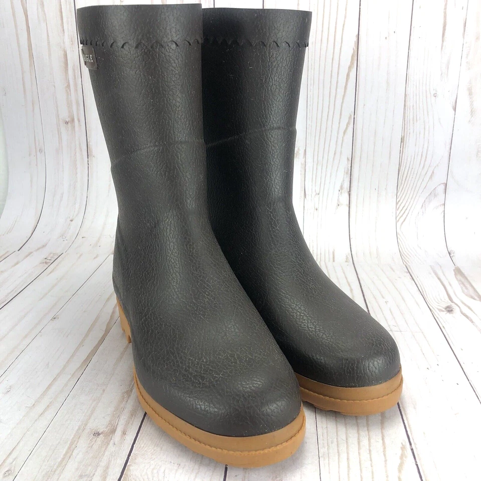 Botas de Lluvia Aigle Bison Wellington Pull On Francia Marrón Oscuro Goma Para Mujer Talla 40 Foto 2 de 4