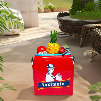 Traveling Camping Ice Cooler Yakimoto 13L Metal Red Chest for Party BBQs Outdoor