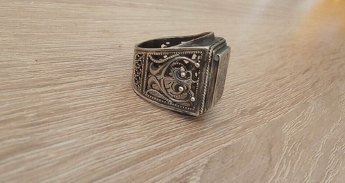 Men's vintage silver ring Russia with engraving - Picture 7 of 8