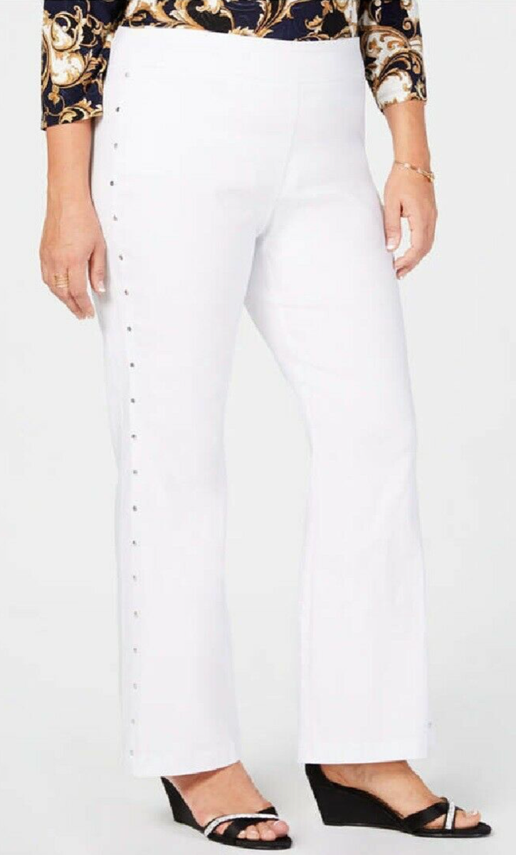 小物 jm JM Collection Women's Plus Size 20W Side-Stud Pants White NEW #54
