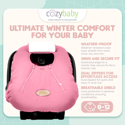 CozyBaby Original Infant Seat Cover w/ Dual Zippers & Elastic Edge (Open Box) - Picture 2 of 7