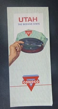 1962  Utah  road  map Conoco  oil gas Beehive  State Zion Bryce Ogden