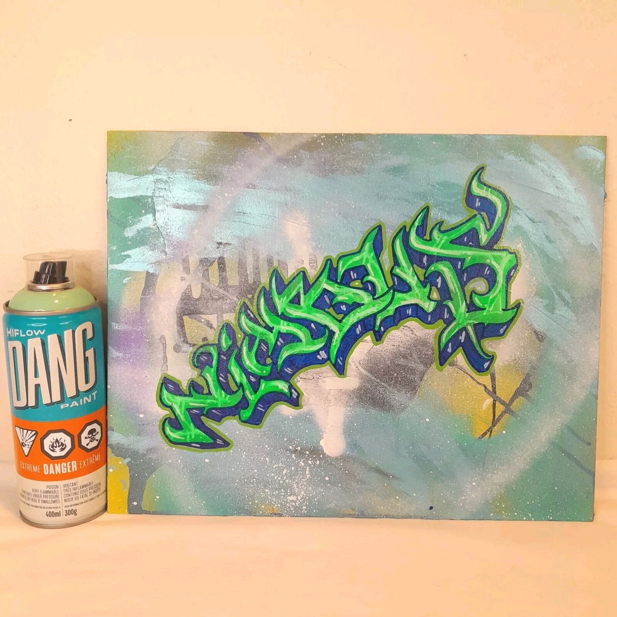 Original Street Art Graffiti Canvas Panel NIMBUS 14x11 Acrylic