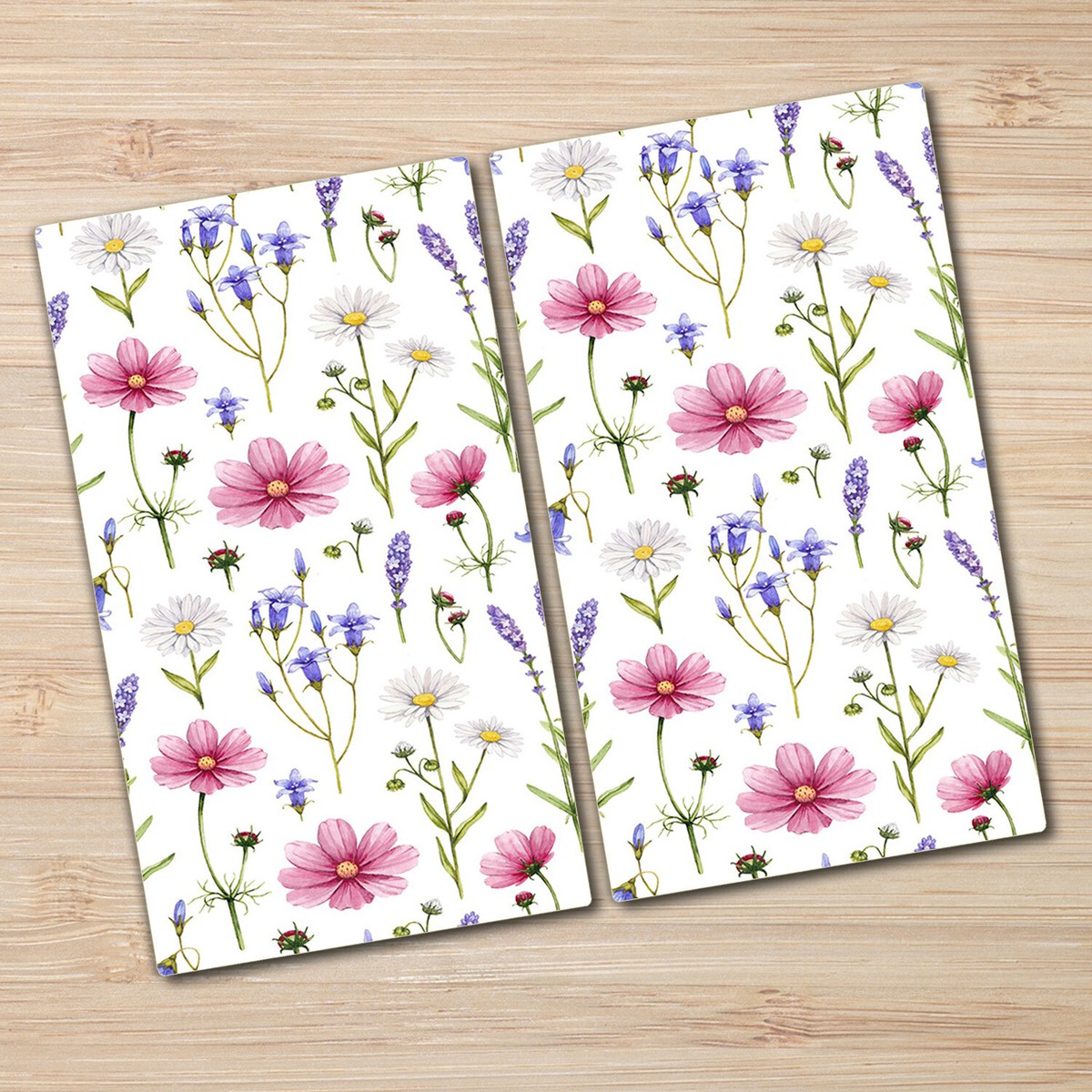 Glass Worktop Saver Kitchen Wild flowers Colourful pink and