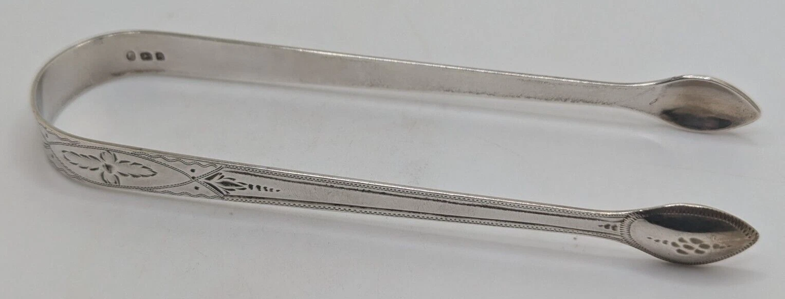 Antique English Sterling Silver Brite Cut Sugar Tongs 5 1/2", dated 1796
Opens in a new window or ta