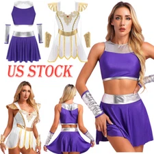 Womens Halloween Cosplay Outfits Princess Uniform Crop Top Skirt Set Clubwear