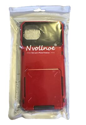 Nvollnoe IPhone 14 Plus Case - Holds 5 Credit Cards - Red - Read Description