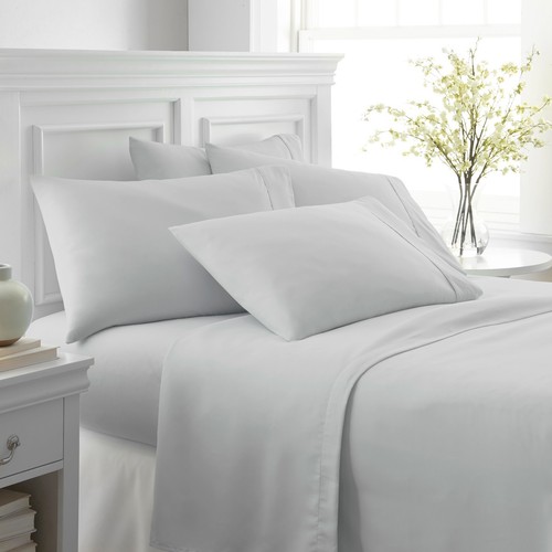 Premium Soft Hypoallergenic 6 Piece Bed Sheet Set Kaycie Gray Hotel Collection - Picture 28 of 29