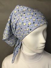 Bandanna Handmade Retro Head Scarf Vintage Style Square Scarf Vintage Fabri Blue