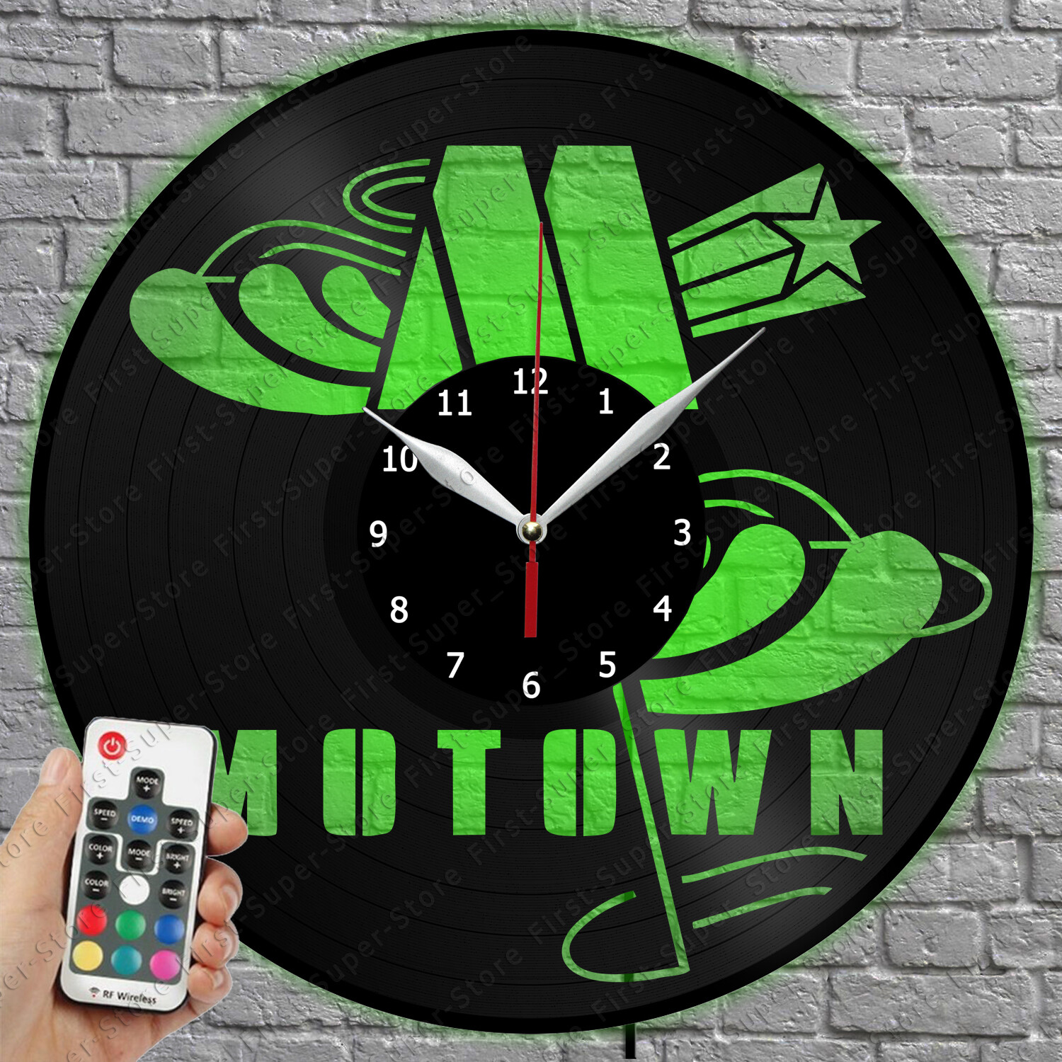 Retro Motown Vinyl Record LED Wall Clock Light Up DJ Gift 12in