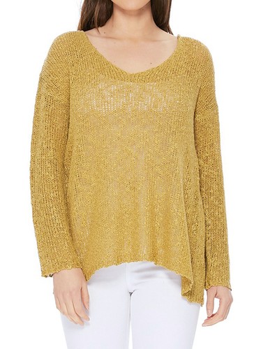 2025 YEMAK Women's Summer V Neck Long Sleeve Sheer Knitted Top (MK3392) - Picture 22 of 31