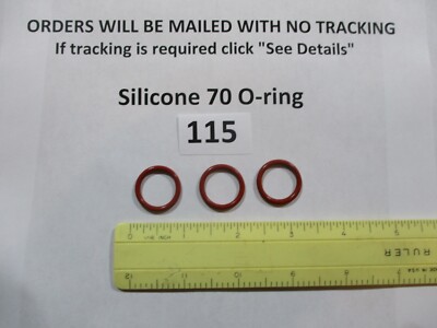 115 Silicone O-ring. 70 durometer 11/16'' ID x 7/8'' OD x 3/32'' thick.  Quan 3.