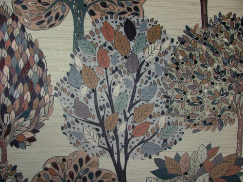 Foliage Fall Tree Cloud Velvet Designer Fabric Curtain Upholstery Cushion - Picture 9 of 23