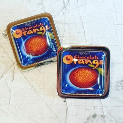 Unique TERRY'S CHOCOLATE ORANGE CUFFLINKS tasty MENS gift HANDMADE festive XMAS