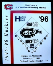 1995-96 ST. CLOUD STATE HUSKIES V. MINNESOTA GOPHERS COLLEGE HOCKEY PROGRAM