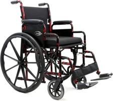 Karman LT-770Q-E Lightweight Removable Wheelchair with Elevating Legrest, Red...