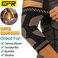 Copper Elbow Brace for Compression Sleeve Support Tendonitis Pain Tennis Golfer