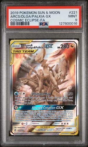 2019 POKEMON Arceus & Dialga & Palkia GX #221/236 PSA 9 Cosmic Eclipse