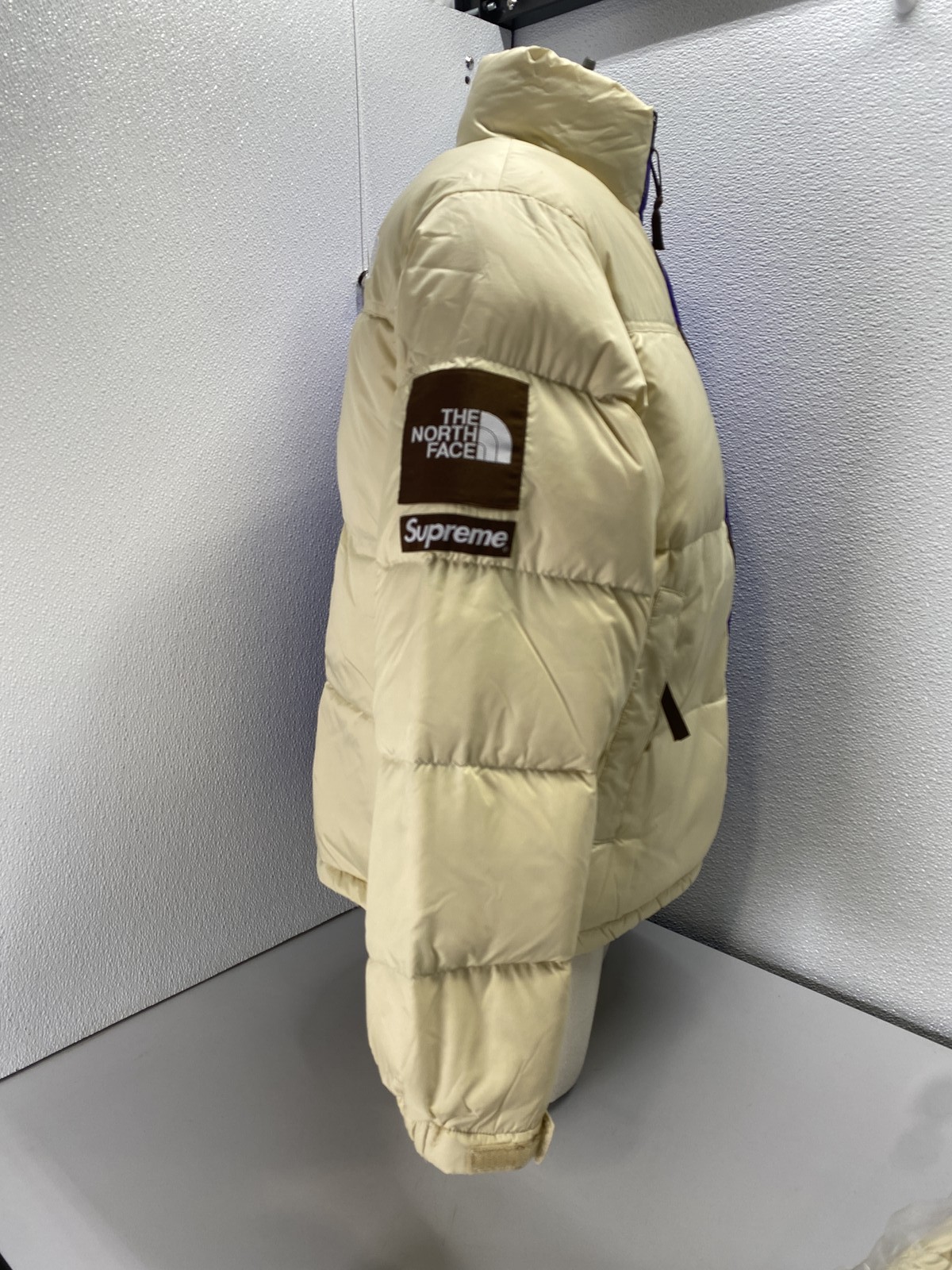 The North Face x Supreme Mens Split Nuptse Puffy Jacket Size L Gravel, Purple thumbnail 11