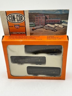 Con-Cor N Scale Pennsylvania RR Piggyback Trailer 3 Pack 1950's Era New in Box
