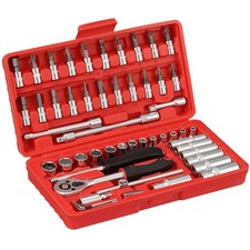 Steckschl&uuml;sselsatz 53-teilig Ratschenkasten 1 4 Zoll Bits Torx Kreuz Schlitz