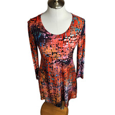 THE PYRAMID COLLECTION Slinky Printed Dress Long Sleeve Stretch Knit XS/S
