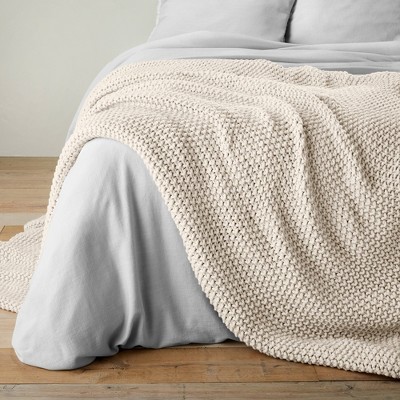 Full/Queen Chunky Knit Bed Blanket Natural - Casaluna - Bild 3 von 4