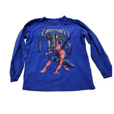 Vintage Y2K Boys Marvel Spider Man Long Sleeve T Shirt Blue Size S 5 6 SM3