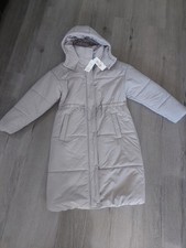 Brand New Women M&S Long Puffa Coat Taupe   Size 10 Stormwear Shower Resistant