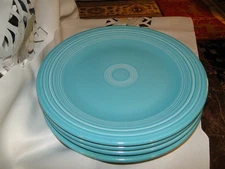 Fiestaware, Fiesta, 4 Turquoise Dinner Plates, Exc. Cond. 10 &3/8" Diam.