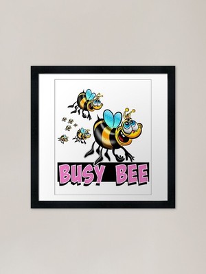 Lustige beschäftigte Biene mit Bienenschwarm F gerahmtes Wandbild Poster Leinwanddruck Bild