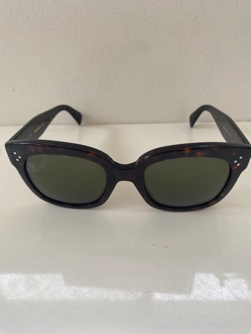CELINE Paris Tortoise Shell Square Sunglasses Gre… - image 1