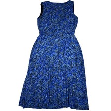 Coldwater Creek Sleeveless Dress Women's 10 Petite Stretchy Blue Abstract Summer