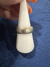 Vintage Mexico Signed Sterling Silver 925 Wide Band Wedding Ring, Size 8.75