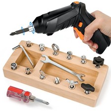 Montessori Screwdriver Board Set with Electric Drill, Wooden Montessori Busy ...