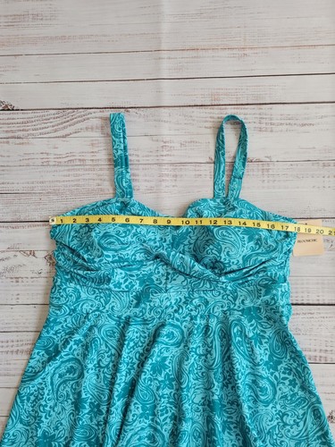 New BLOOMCHIC US 18-20 Turquoise 2 Piece Paisley Twist Front Swim Dress Women - Picture 7 of 16