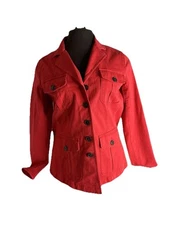 Talbots Red Jacket Utility Safari Women's S New Pockets Buttons Classic