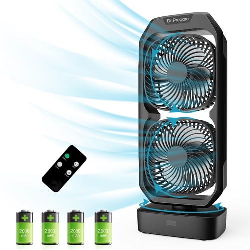 120° Oscillating Quiet Tower Fan with Remote, Small Battery Powered Desk Fan ...