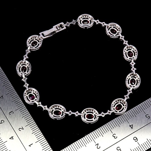 Summer 925 Sterling Silver Bracelet Oval Ruby 5x4mm Natural Gemstone Jewelry - Picture 3 of 13