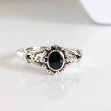 Genuine Beaded Onyx Sterling Silver Ring