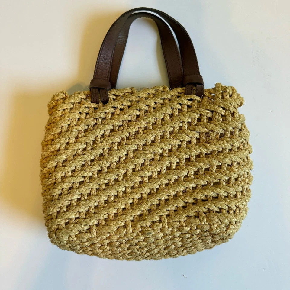 Bolso Express Paja Boho Mini Tostado Estampado Animal Forro Cierre de Cremallera Cartera de Verano Foto 3 de 4