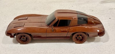 1963 Chevrolet Corvette Stingray Solid Mahogany Wood 12'' Car Model