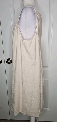 NWT $85 LOFT Slip Dress Linen Blend Bisque Cream Beige Button Up Shift Dress 16 - Picture 3 of 11
