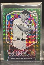 2021 Panini Mosaic - Vintage Eddie Mathews #V4 Green Mosaic Prizm