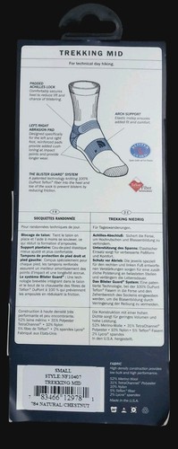 The North Face Socks Trekking Mid Size Small Brown Natural Chestnut Day Hiking - Picture 2 of 2
