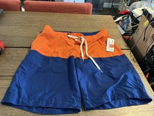 Old Navy Men's Board Shorts Swim Trunks size Medium Blue-Orange Rear Pocket-NWT