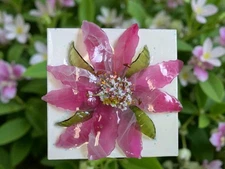 lily sunflower 3D art women's gift desk top accessorie upcycled curved petals