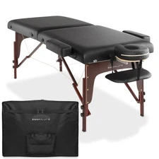 Professional Portable Lightweight Bi-Fold Massage Table w Reiki Panels - Black