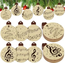36Pcs Wooden Christmas Musical Notes Ornament for Christmas Tree Decoration Treb
